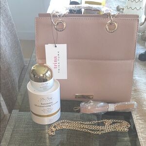 Trina Turk Blush Tote Bag with Gold Accents